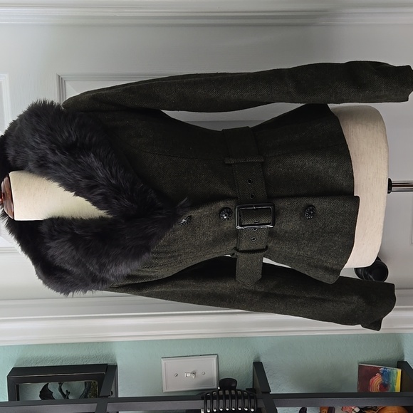 Collectif Molly Vintage Jacket W/ Fur Collar, In Olive Green, NWT - Picture 3 of 15